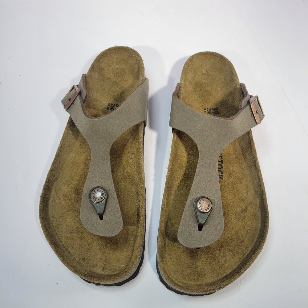 Birkenstock Gizeh Size 39 L8 M6 R Brown Biko Flor Slide Thong Sandals - Picture 9 of 11